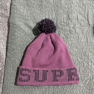 Supreme Purple Knit Pom-Pom Beanie